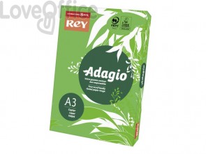 Cartoncini colorati A3 verde intenso INTERNATIONAL PAPER Rey Adagio - 160 g/m² - 29,7x42 cm (risma 250 fogli)