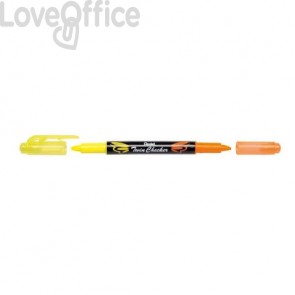 Evidenziatori Pentel Twin Checker a doppia punta 1-3 mm giallo-arancio - SLW8-GF (conf.12)