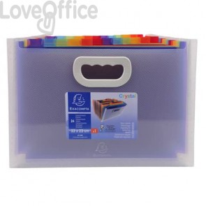 Classificatore valigetta Crystal Colours cristallo - 24 scomparti - 33x23,5x25cm con maniglia - 55198E
