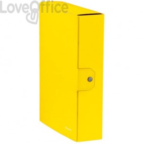 Scatola portaprogetti con bottone Leitz WOW in cartone - dorso 8 cm - 25x35 cm giallo metallizzato 39670016