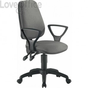 Sedia girevole per scrivania Unisit Leda Eco smart - schienale alto rivest. ignifugo grigio con braccioli LDAY/BR/IT