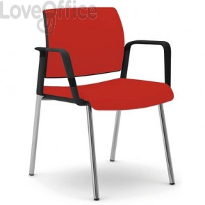 Sedia gambe metallo rosso Unisit Kind - con braccioli - rivestimento ignifugo - KI4GNBR/IR