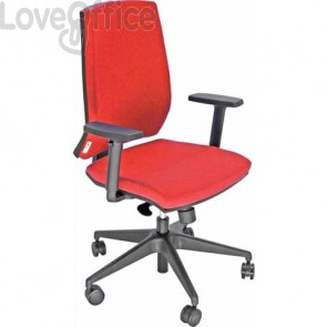 Sedia ufficio girevole Unisit Giulia con base in alluminio - Braccioli opzionali - Rivestimento Eco Rosso