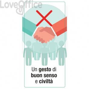 Adesivo segnaletico "Un gesto di buon senso e civiltà" (logo vietata stretta di mano) 15x30 cm multicolore - 30027
