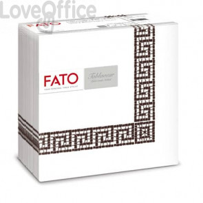 Tovaglioli piegati 1 velo Fato Tablewear 40x40 cm pura cellulosa decoro Mykonos cioccolato - conf.50 pezzi - 88446200
