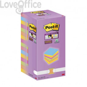 Foglietti riposizionabili  Post-it® Super Sticky Color Notes 76x76 mm Tower Pack 16 blocchetti da 90 ff