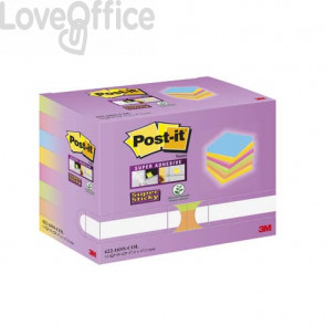 Foglietti riposizionabili  Post-it® Super Sticky Color Notes 47,6x47,6 mm Tower Pack 16 blocchetti da 90 ff