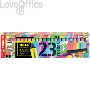 Desk set evidenziatori Stabilo Boss® Original 2-5 mm colori assortiti - Conf. 23 pezzi - 7023-01-5