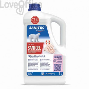 Gel igienizzante mani a base alcolica Sanitec Sani Gel Alcol 70% - Trasparente - flacone 4,5 kg - 1032