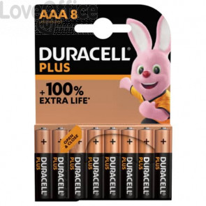 Batterie alcaline Duracell Plus100 Ministilo AAA - MN2400 mAh - blister da 8 - DU0211