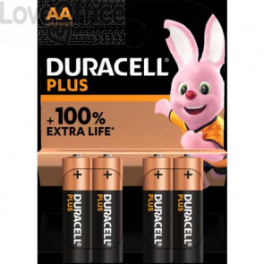 Batterie alcaline Duracell Plus100 Stilo AA - MN1500 mAh - blister da 4 - DU0101