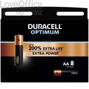 Batterie alcaline Duracell Optimum Stilo AA - MN1500 mAh - blister da 8 - DU0035-05000394137691