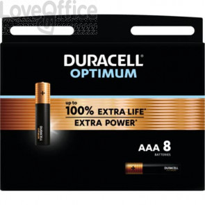 Batteria alcaline Duracell Optimum Ministilo AAA - MN2400 mAh - blister da 8 - DU0036-05000394137721