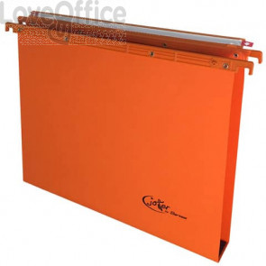 Cartelle sospese orizzontali per cassetti Joker interasse 39 cm - fondo U 3 cm arancio - Cartoncino 270 gr (confezione 25 pezzi)