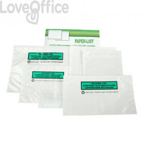 Buste adesive per spedizioni in carta ecologica Methodo DL trasparenti - Formato DL 22,8x12,0 cm con scritta doc enclosed - X101012 (conf. 250)