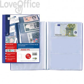 Porta banconote e scontrini fiscali Sei Rota ASSO PS 13 buste - 24x30,5 cm - blu