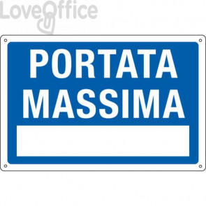 Cartello informativo 30x20 cm Cartelli Segnalatori "Portata Massima" 3101