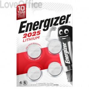 Batterie al litio a bottone Lithium BP4 3V conf.4 pezzi rossa Energizer CR2025 E300849100