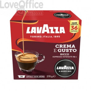 Caffè in cialde Lavazza Astuccio 36 capsule A Modo Mio Crema&Gusto Ricco 8274