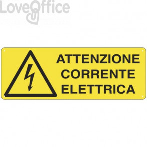 Cartello di pericolo 35x12,5 cm Cartelli Segnalatori "Attenzione corrente elettrica" - E1743K