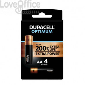 Batterie alcaline Duracell Optimum Stilo AA - MN1500 mAh - blister da 4 - DU0030-05000394139183