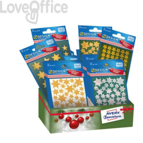 Stickers adesivi decorativi Natale bustine Avery mini stelle 52937 (conf.da 60)
