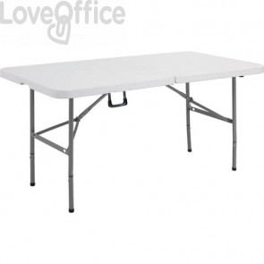 Tavolo rettangolare pieghevole Serena Group in polietilene bianco e base nera 152x76xH.74 cm