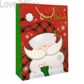 Shopper Natalizia ''Babbo Natale'' - 25,5x32,5x13,5 cm - Biembi (conf.6)
