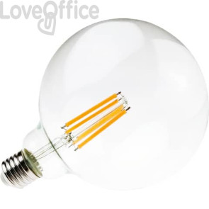 Lampadina LED a filamento globo 12W G125 E27 1521 lumen luce fredda MKC 6000K