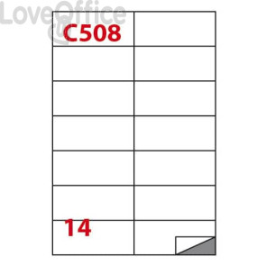 Etichette Bianche permanenti Copiatabu C508 laser/inkjet - 14 et./foglio - Markin 105x42,43 mm (conf.100 fogli)