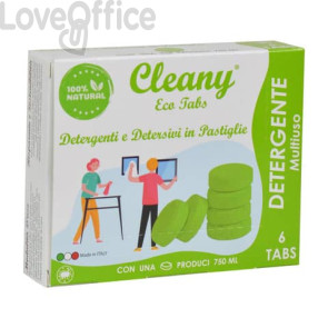 Detergente multiuso igienizzante in pastiglie CLEANY Eco tabs pino (conf.6)