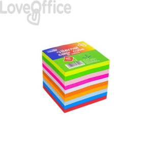 Blocco in carta colorata collato su 1 lato 90x90x90 mm - 800 fogli Memoidea color cube