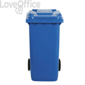 Bidone carrellato per raccolta differenziata 240 litri con coperchio PEHD Mobil Plastic Blu - 1/240/5-BLB