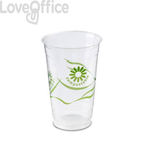 Bicchieri trasparenti PLA acido polilattico Dopla Green 400 ml (conf.20)