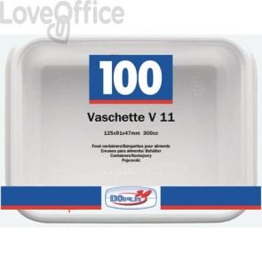 Vaschette Bianche V/11 in polistirene 125x95x47mm Dopla Professional 400 ml - 7012 (conf.100)