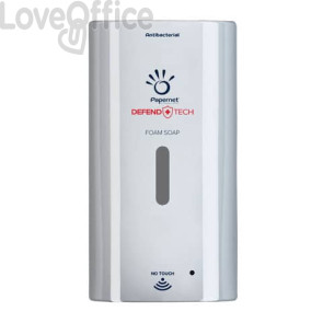 Dispenser antibatterico No Touch per cartuccia di sapone in schiuma Defend Tech - 25x12x13,5 cm Papernet Bianco