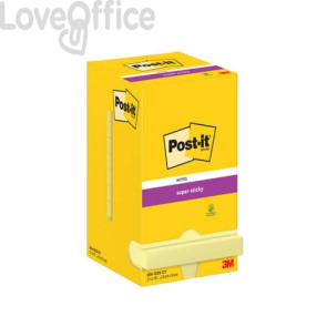 Foglietti riposizionabili Super Sticky Notes Post-it® Giallo Canary - 76x76 mm 12 blocchetti da 90 ff - 7100290155
