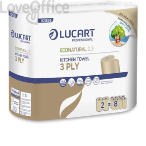 Rotoli asciugatutto 3 veli Econatural Lucart Professional 2.3 (conf.2)
