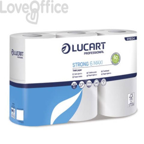 Carta igienica 2 veli in pura cellulosa 300 strappi Lucart Professional Strong Maxi (conf.6)