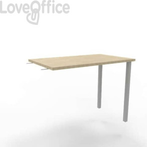 Dattilo scrivania sospeso piano Rovere 100x60xh.75 cm gamba sezione quadrata in acciaio Argento Practika ECDM100-RK-A