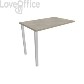 Dattilo scrivania sospeso piano cemento 100x60xh.75 cm gamba sezione quadrata in acciaio Argento Practika ECDM100-CL-A