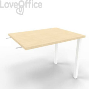 Dattilo scrivania sospeso piano Rovere 80x60xh.75 cm gamba sezione quadrata in acciaio Bianco Practika ECDM080-RK-I