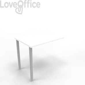 Dattilo scrivania sospeso piano Bianco 80x60xh.75 cm gamba sezione quadrata in acciaio Argento Practika ECDM080-BA-A