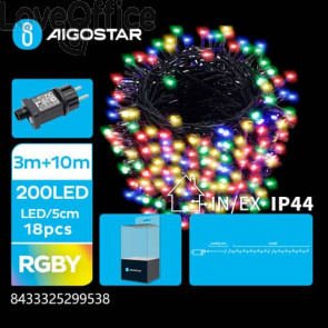 Catena luminosa per interni ed esterni a basso voltaggio Aigostar multicolore 10 m 200 led - 299538