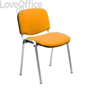 sedia attesa in polipropilene di colore arancio con gambe cromate