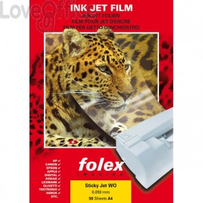 Film adesivo per stampanti inkjet Folex - A4 - Bianco - Sticky Jet WO (conf. 50)
