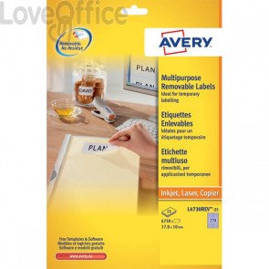 Etichette rimovibili Avery - 96x50,8mm - angoli arrotondati (250 etichette)