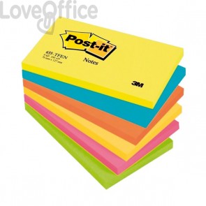 Post-it® Notes Energy - tinta unita - 100 - 76x127 mm - neon arcobaleno - 655-TFEN (conf.6)