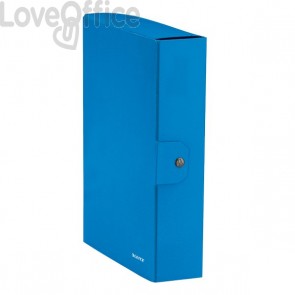 Cartella a scatola con bottone WoW Leitz - dorso 8 cm - Azzurro metallizzato - 25x35 cm - 39670036
