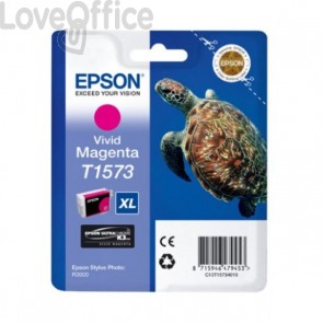 Cartuccia Epson T1573 originale Ink-jet alta capacità ink pigmentato blister RS TARTARUGA - XL - C13T15734010 - Magenta vivido